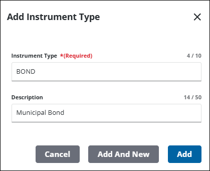 Add an Instrument Type