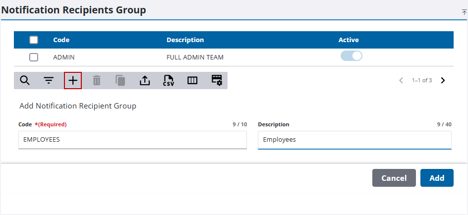 Add a Notification Recipients Group