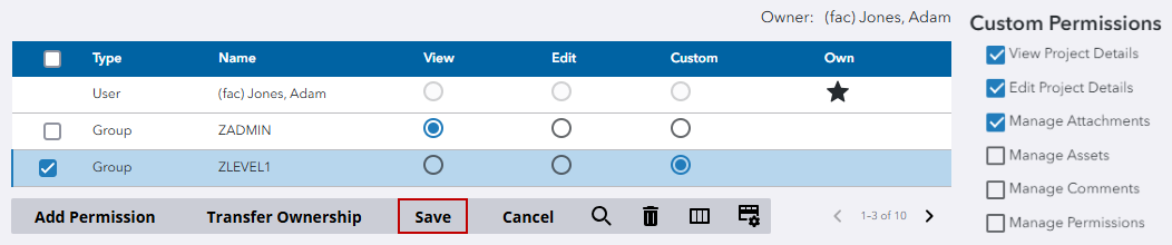 Manage Custom Permissions