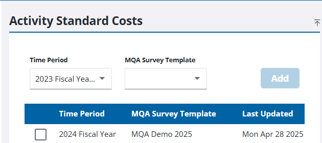 Create LoS Activity Standard Costs