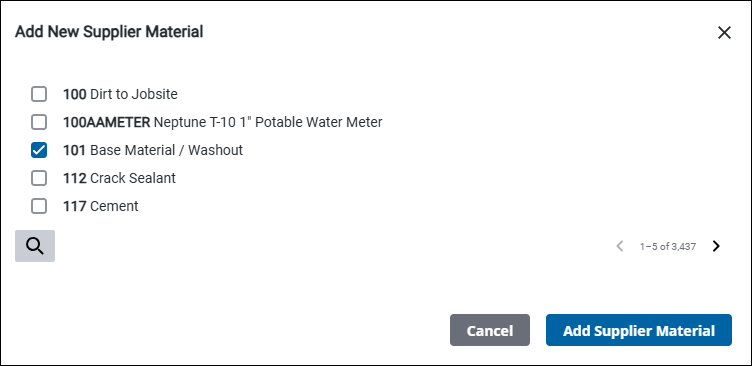 Add Material to a Supplier