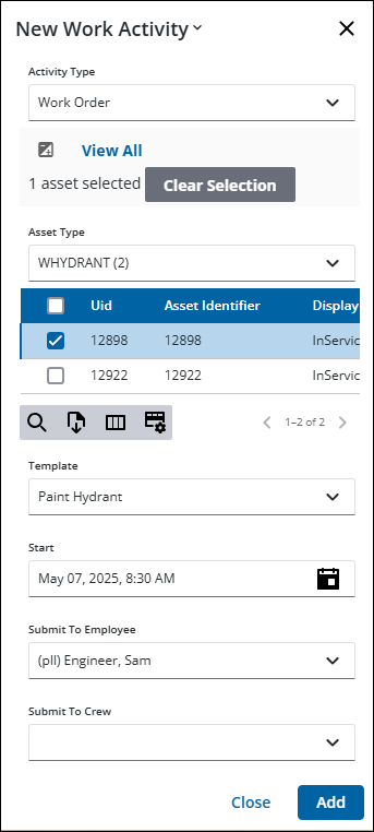 Add Events and Work Activities